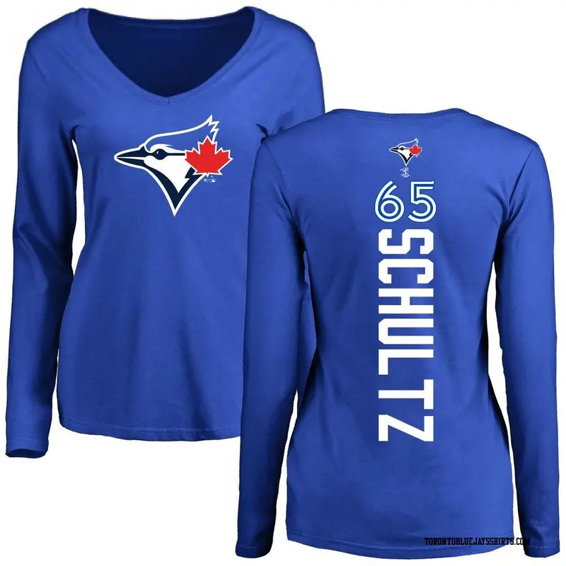 Women's Toronto Blue Jays ＃65 Paxton Schultz Royal Backer Slim Fit Long Sleeve T-Shirt