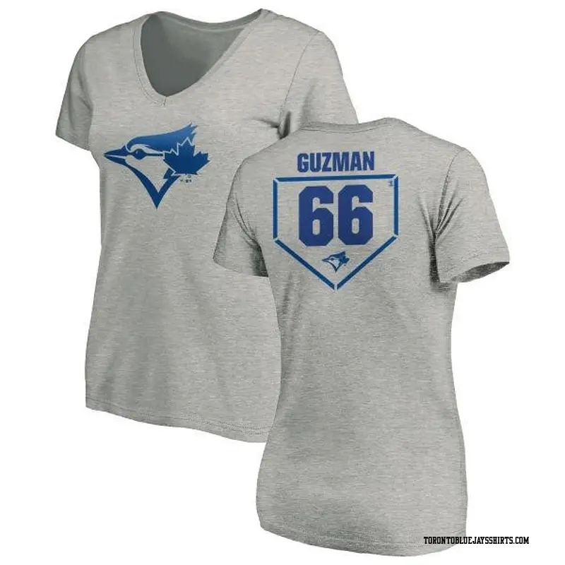 Women's Toronto Blue Jays ＃66 Juan Guzman Gray Branded RBI Slim Fit V-Neck T-Shirt Heathered